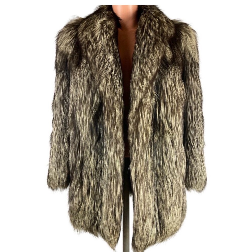 Genuine Silver Fox Fur Coat Jacket Size US S
